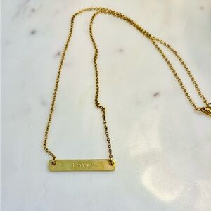 Gold Bar Pendant Necklace “LOVE”